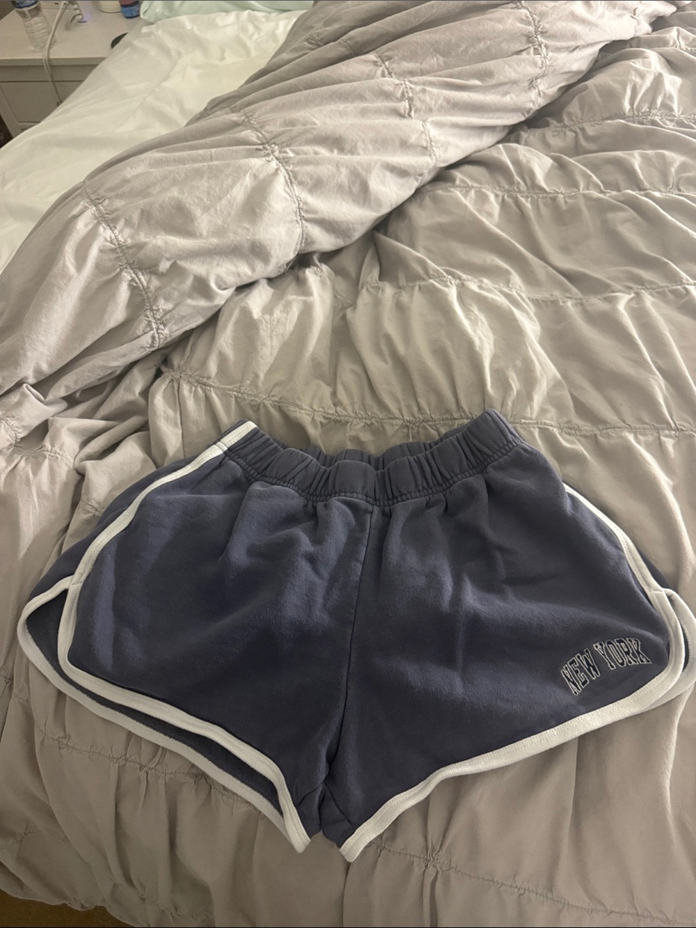 John Galt Navy Athletic Shorts with White Trim - 'New York' Embroidery